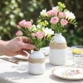 Vaso de flores de cerâmica branca, vaso de mesa com ervas marinhas, altura 10,5 cm, 2 peças | Floristik24.pt