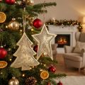 Pingentes de metal de abeto e estrela, decorações para árvores de Natal, decoração de Natal dourada, aparência antiga H15.5 / 17cm 4 unidades | Floristik24.pt