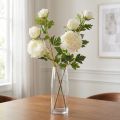 Peônias Artificiais com 3 Flores Branco Creme 81cm 2pcs | Floristik24.pt