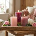 Conjunto de velas de pilar, nas cores rosa e framboesa, 70x100mm, longa duração, pacote com 12 unidades, ideal para decoração e presente. | Floristik24.pt