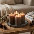 Conjunto de 4 velas de pilar marrons, cor sólida, 70x100mm, estilo rústico. | Floristik24.pt
