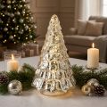 Mini árvore de Natal com luzes LED, prateada e dourada, 28 cm | Floristik24.pt