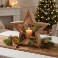 Decoração de mesa de madeira decorativa estrela madeira de manga para ficar em pé natural Ø24cm | Floristik24.pt