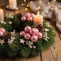 Mini bolas de natal em arame Ø20mm vidro rosa 140p | Floristik24.pt