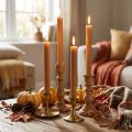 Velas cônicas de cor sólida, caramelo, 22×240mm, pacote com 12 unidades. | Floristik24.pt