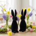 Coelho de Páscoa decorativo preto, aveludado, 29,5 cm de altura, 2 peças. | Floristik24.pt