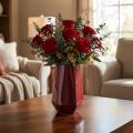 Vaso de Cerâmica Vaso de Flores Vermelho Hexagonal Ø14,5cm A21,5cm | Floristik24.pt