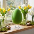 Ovo de Páscoa com pés decorativos ovo verde flocado Decoração de vitrine Páscoa H25cm | Floristik24.pt