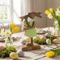 Coelhinho mãe com filho, decoração de páscoa, primavera, coelhinho da páscoa madeira, natural, verde, amarelo A22cm | Floristik24.pt
