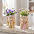 Vaso decorativo de cerâmica para menina Ø7,5cm H16cm 2 unidades | Floristik24.pt