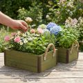 Caixa de flores vintage plantador de madeira verde L24/30cm conjunto de 2 | Floristik24.pt