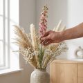 Delphinium rosa seco (artificial), vaso decorativo para flores, 64 cm, 25 g | Floristik24.pt