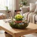 Cesto oval de arame com alça, cinza, 17×11cm, A15cm, 2 peças | Floristik24.pt