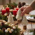 Mini decoração de mesa para árvore de Natal champanhe branco H8cm 12 peças | Floristik24.pt