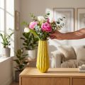 Vaso com design canelado para decoração de interiores elegante na sala de estar, 33 cm | Floristik24.pt
