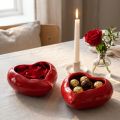 Tigela de corações decorativos em cerâmica vermelha brilhante 13×15×6,5cm 2 un | Floristik24.pt