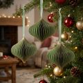Enfeites de Natal vintage, em papel verde e dourado, Ø8cm, conjunto de 4 | Floristik24.pt