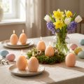 Velas de Páscoa em formato de ovo, com estampa de pêssego, Ø6cm, A9cm, 6 unidades | Floristik24.pt