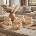 Lanterna Franjas de Vidro Macrame Creme Boho Ø9,5cm 4pcs | Floristik24.pt