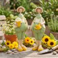 Conjunto de 2 estatuetas decorativas de jardineiros para mesa, tema verão, nas cores verde e amarelo, 16,5 x 5,5 cm. | Floristik24.pt