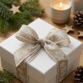 Fita decorativa floco de neve de Natal cinza branco W25mm L20m | Floristik24.pt