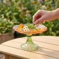 Prato decorativo de vidro com pé, com design floral, para decoração de mesa elegante e decoração de verão, 15 cm | Floristik24.pt