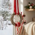 Guirlanda de Natal para pendurar vermelha, branca Ø20cm L98cm | Floristik24.pt