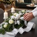 Fita decorativa para presente, fita de mesa, fita prateada leve 75mm 15m | Floristik24.pt