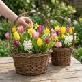Cesto oval de vime para plantio com alça, marrom, 28/24 cm, conjunto de 2 | Floristik24.pt