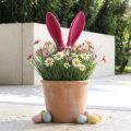 Orelhas decorativas de coelhinho rosa para a Páscoa em bastão flocado Alt.56cm | Floristik24.pt