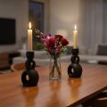 Castiçal Cerâmico Castiçal Preto H13cm 2 Pcs | Floristik24.pt