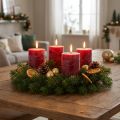 Conjunto de 4 velas cilíndricas vermelhas escuras de 70x80mm - Decorações para o Advento | Floristik24.pt