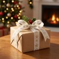 Fita de Natal com motivo de estrela ouro branco 25mm 18m | Floristik24.pt