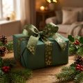 Fita decorativa de Natal com estrelas verde ouro W25mm L15m | Floristik24.pt