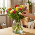 Vaso de flores vidro transparente vaso de vidro decoração de mesa Ø18cm H22cm | Floristik24.pt