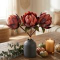 Flores artificiais decorativas Protea vermelho-laranja 34cm 3 unidades | Floristik24.pt