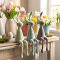 Decoração de Páscoa com Coelhinhos Sentados, Flocados, Verde/Marrom, 36cm, Conjunto com 3 Peças | Floristik24.pt