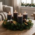 Conjunto de 4 velas cilíndricas de cor sólida, antracite, 70x100mm – decoração, Advento, longa duração. | Floristik24.pt