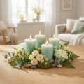 Velas de cor sólida verde claro 60x80mm 4 un | Floristik24.pt