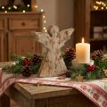 Decoração de anjo de Natal em madeira de mangueira de Natal 20×18×2,5cm | Floristik24.pt