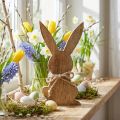 Coelhinho da Páscoa em madeira, decoração primaveril, madeira de mangueira cor natural A30cm | Floristik24.pt