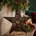 Cabide de Natal estrela de metal preto H25.5cm | Floristik24.pt