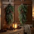 Galhos de Natal artificiais para pendurar, decoração de galhos de pinheiro, galhos de cipreste com pinhas, guirlanda de porta, decoração de parede, decoração de janela, plástico, durável, 60 cm | Floristik24.pt
