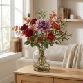 Flor artificial Dália Flor de seda roxa e botão H57cm | Floristik24.pt