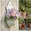 Taça de parede Shabby Chic Metal Metade Redondo Branco 24cm×10cm×47cm | Floristik24.pt