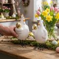 Galinha decorativa com ovo dourado, porcelana figura de Páscoa, decoração de Páscoa galinha H12cm 2pcs | Floristik24.pt