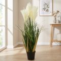 Capim-junco em vaso Planta artificial em vaso Creme, Verde 79cm | Floristik24.pt