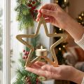 Porta-velas decorativa estrela para pendurar metal dourado 20cm | Floristik24.pt