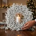 Coroa de Natal com flores brancas secas e ervas de linho Ø34cm | Floristik24.pt