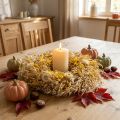 Coroa decorativa, coroa de aveia, coroa natural, flores de palha, amarela, Ø29cm | Floristik24.pt